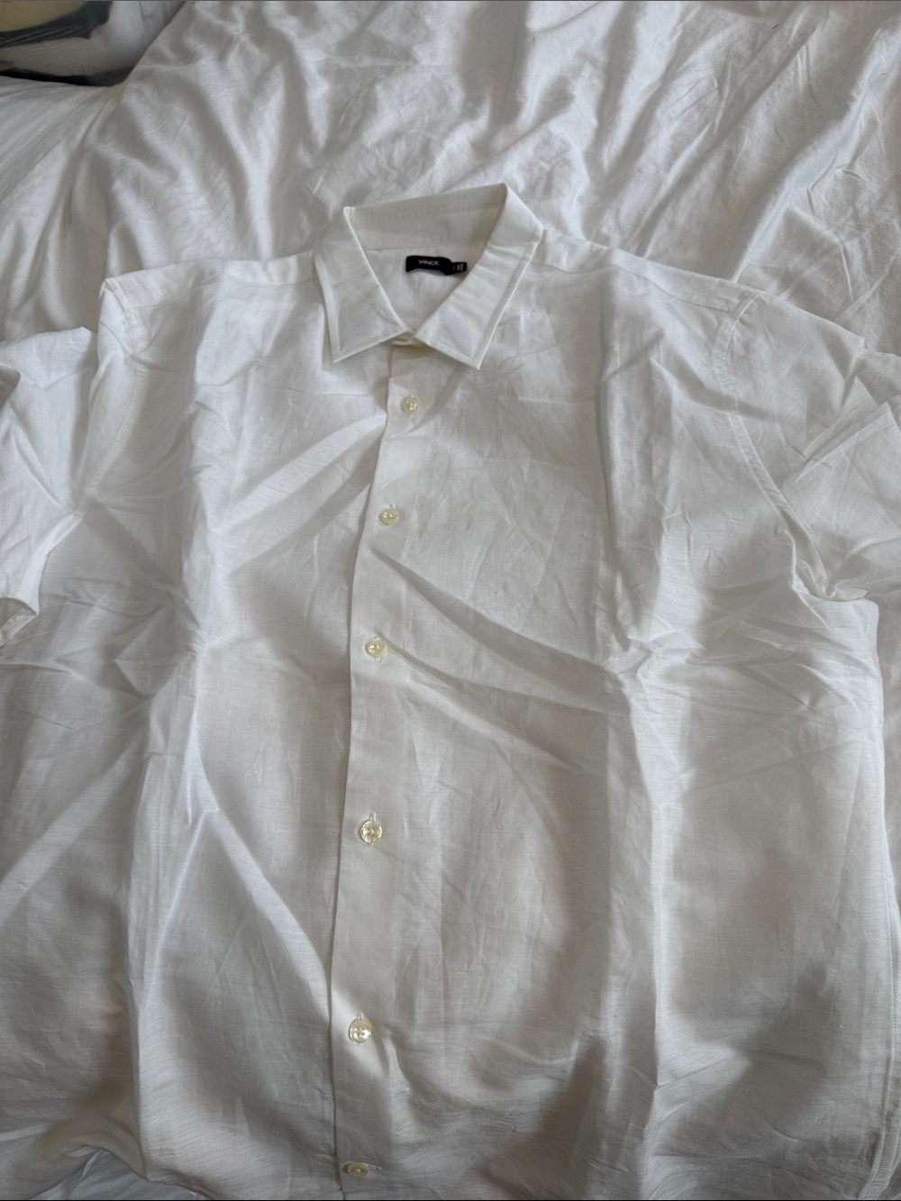 Vince White Linen short sleeve Dress Shirt